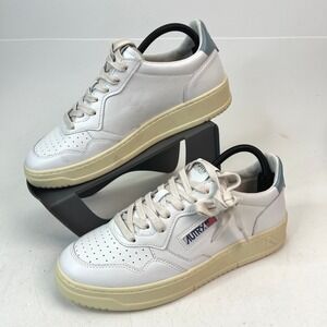 Autry Medalist Low Leather White / Silver Blue Sneakers Men's Size 9 US / 42 EU